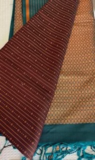 Premium  Silk Saree(beautiful brown, gold, yellow , green and copper)