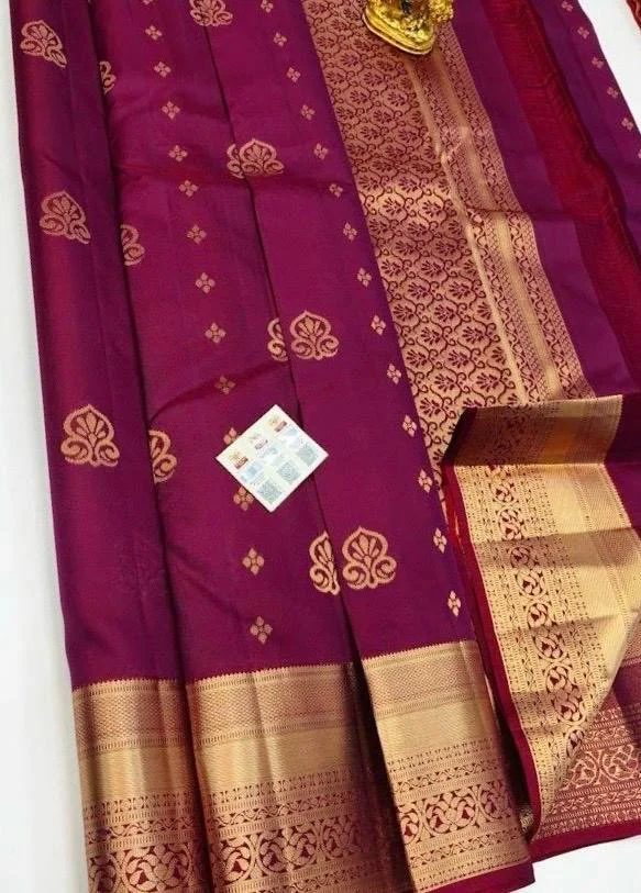 Pure Kanchipuram soft silk saree (maroon and gold)