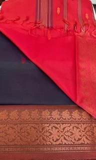 Banana fibber silk saree/ vaalai naar pattu(brick red and midnight blue)