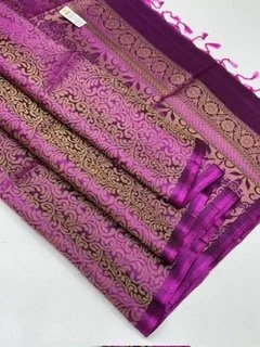Pure Kanchipuram soft silk saree(Purple/magenta and gold)