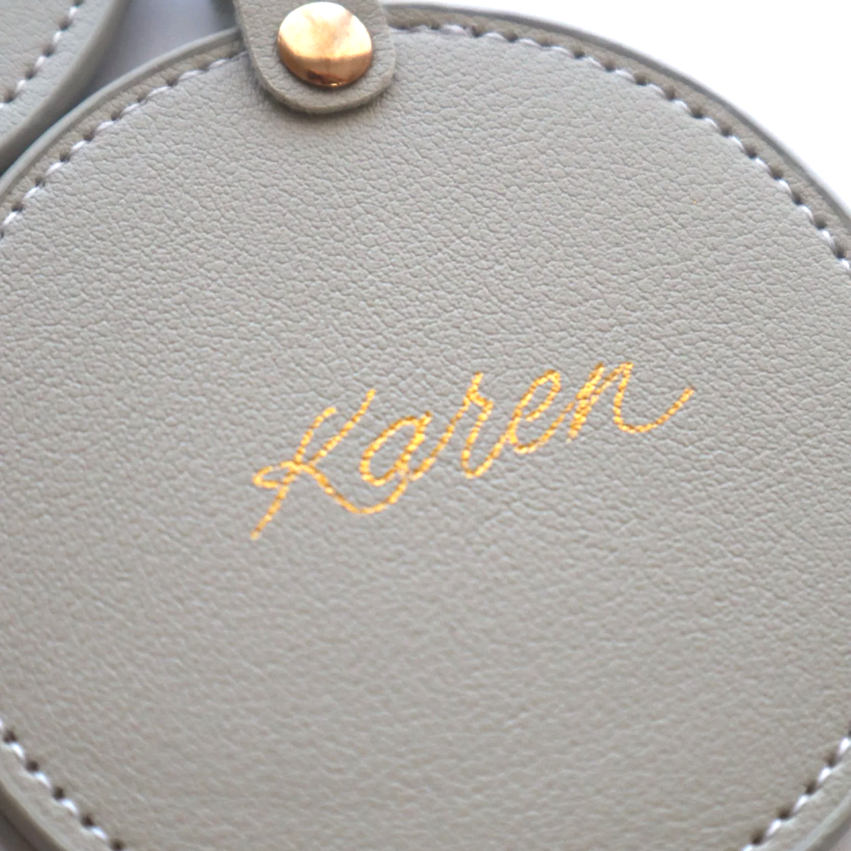 Hot Foiling on Luggage Tag Mirror Compact
