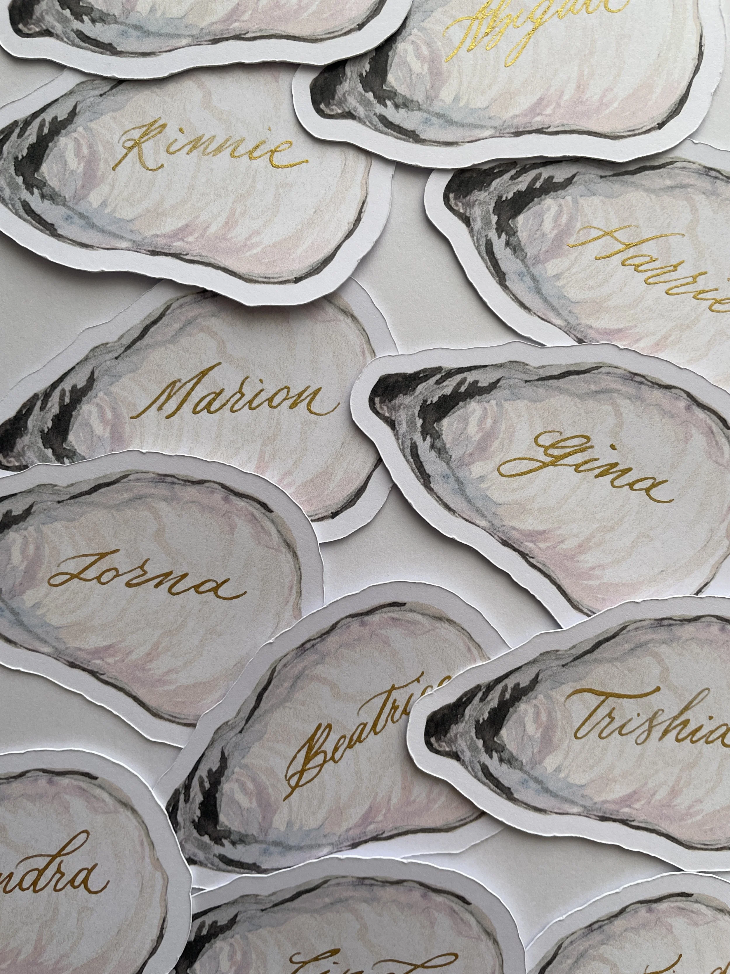 Hand-Illustrated Oyster Place Cards