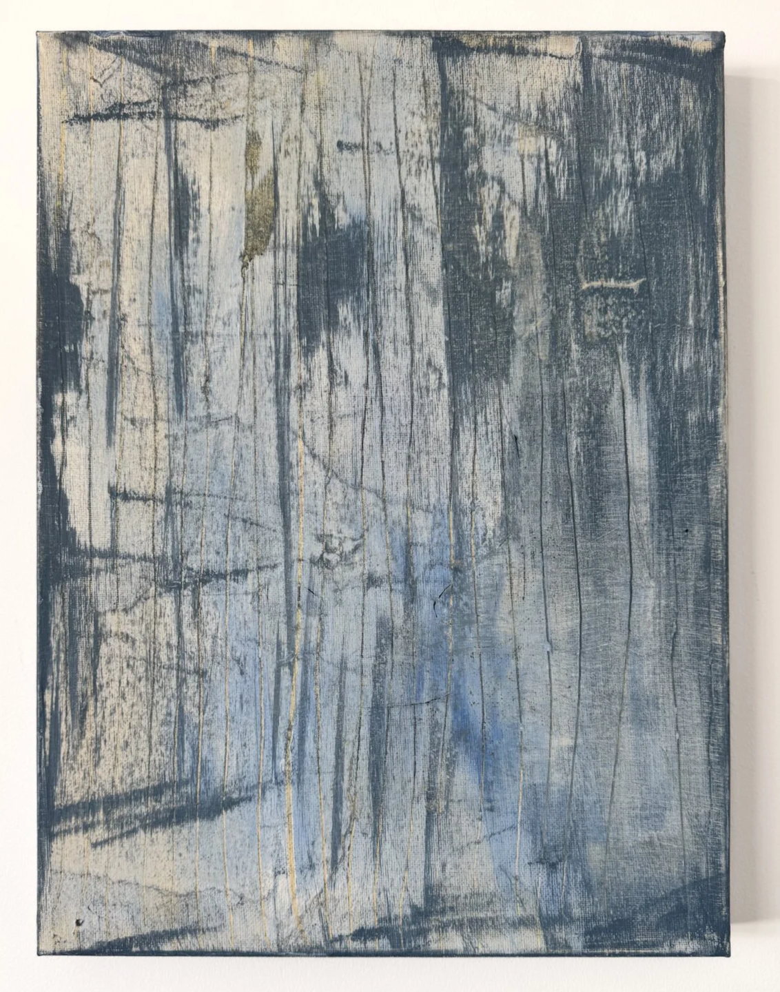 Under the Surface, oil, acrylic and rice paper on canvas, 40 × 29.5 cm, 2026