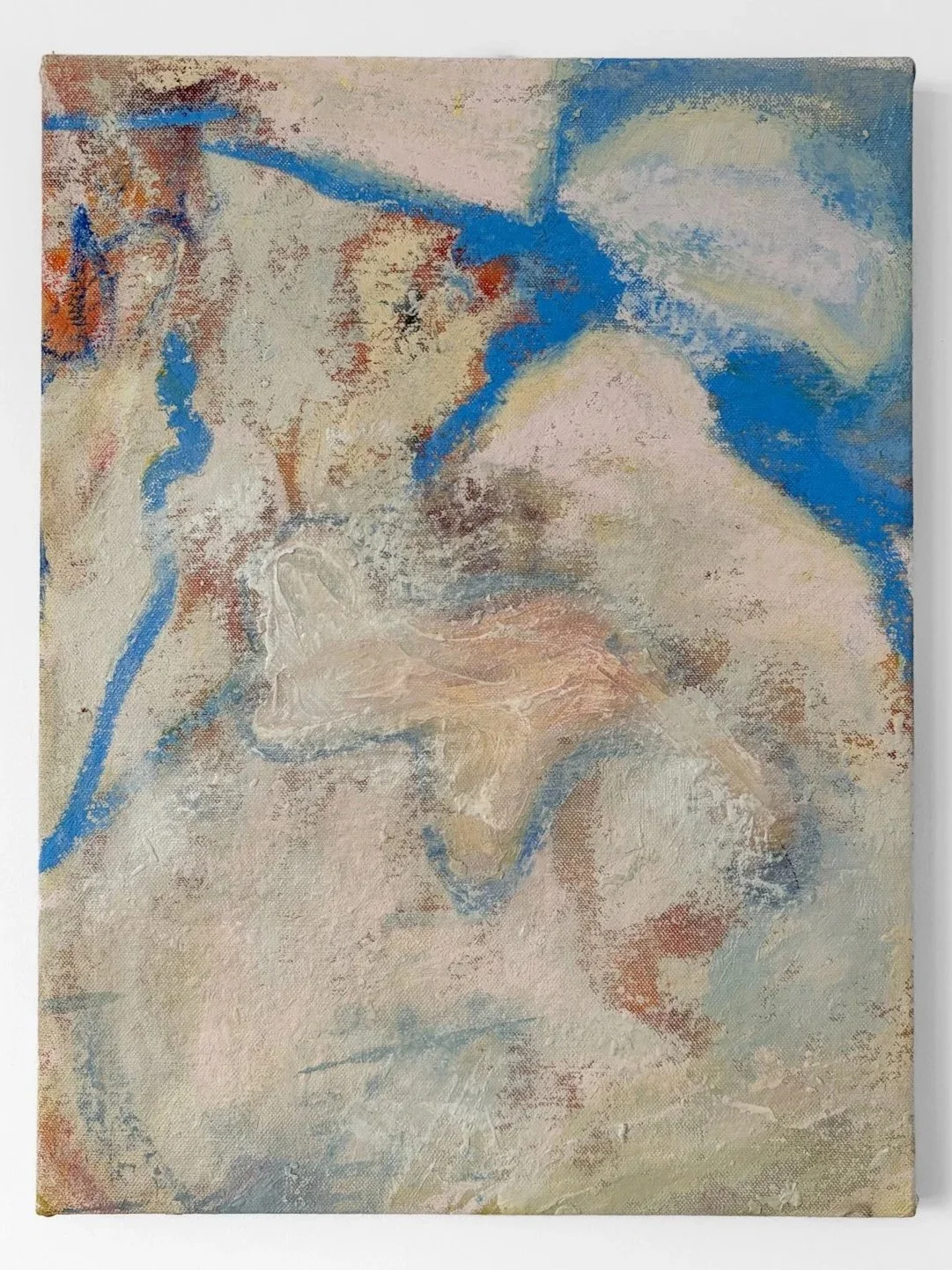 as it shifts, acrylic, oil stick and oil on raw canvas, 40 x 30 cm, 2026