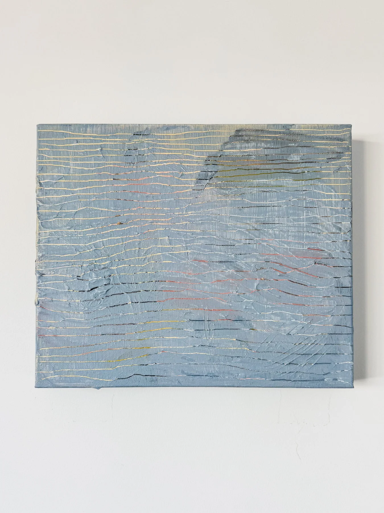 Listening, acrylic and oil stick on canvas, 30 x 25 x 4 cm, 2026