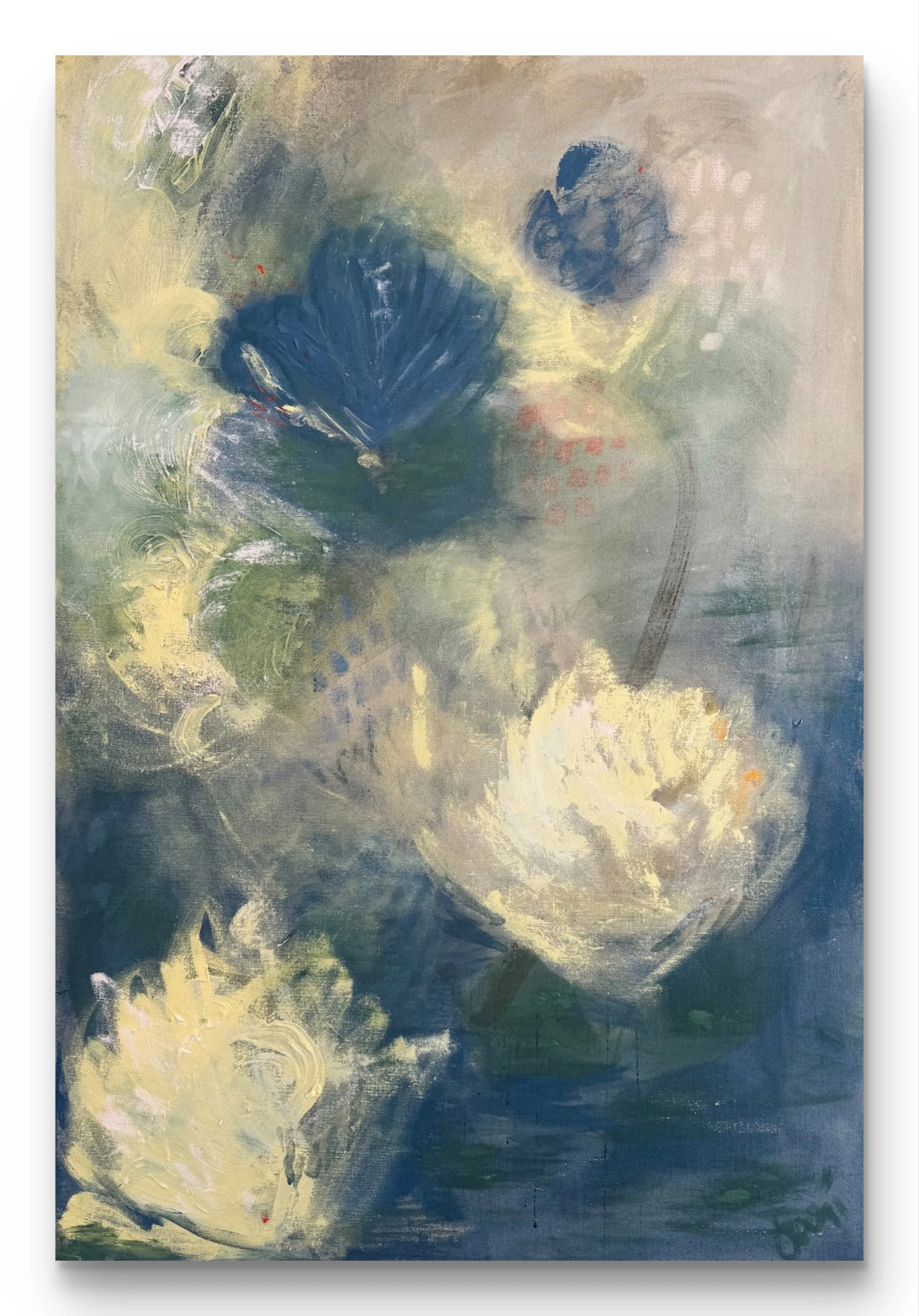 in common, acrylic and oil on raw canvas, 91 cm x 61 cm, 2025