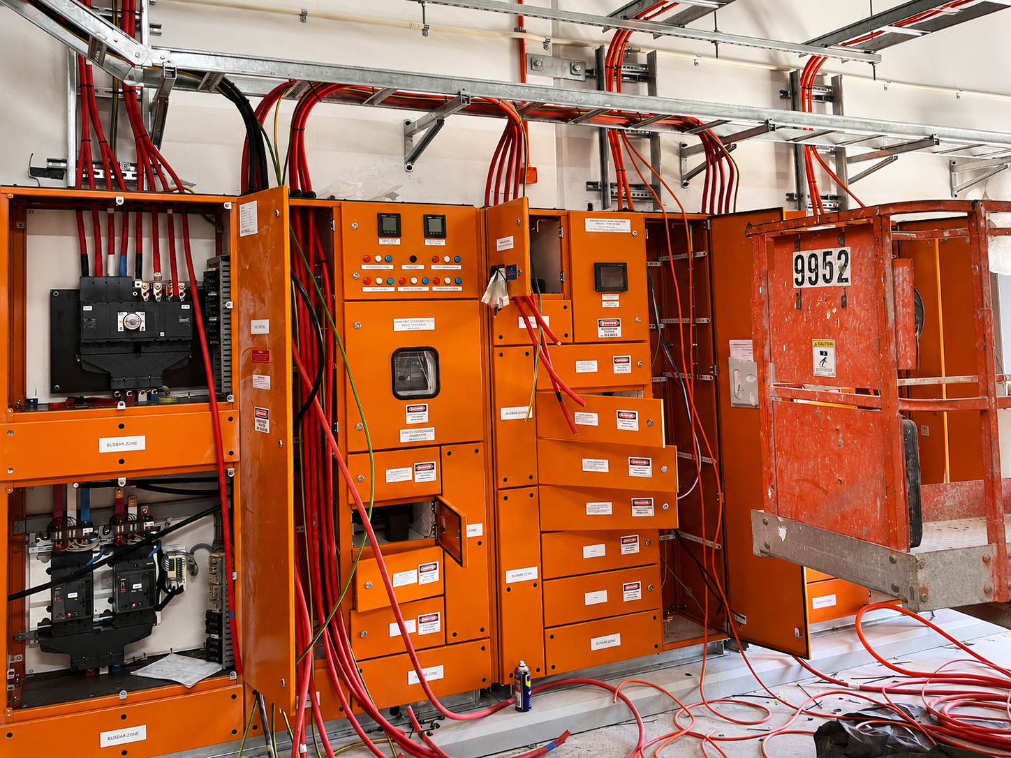 Commercial switchboard and cable installation during construction in Sydney