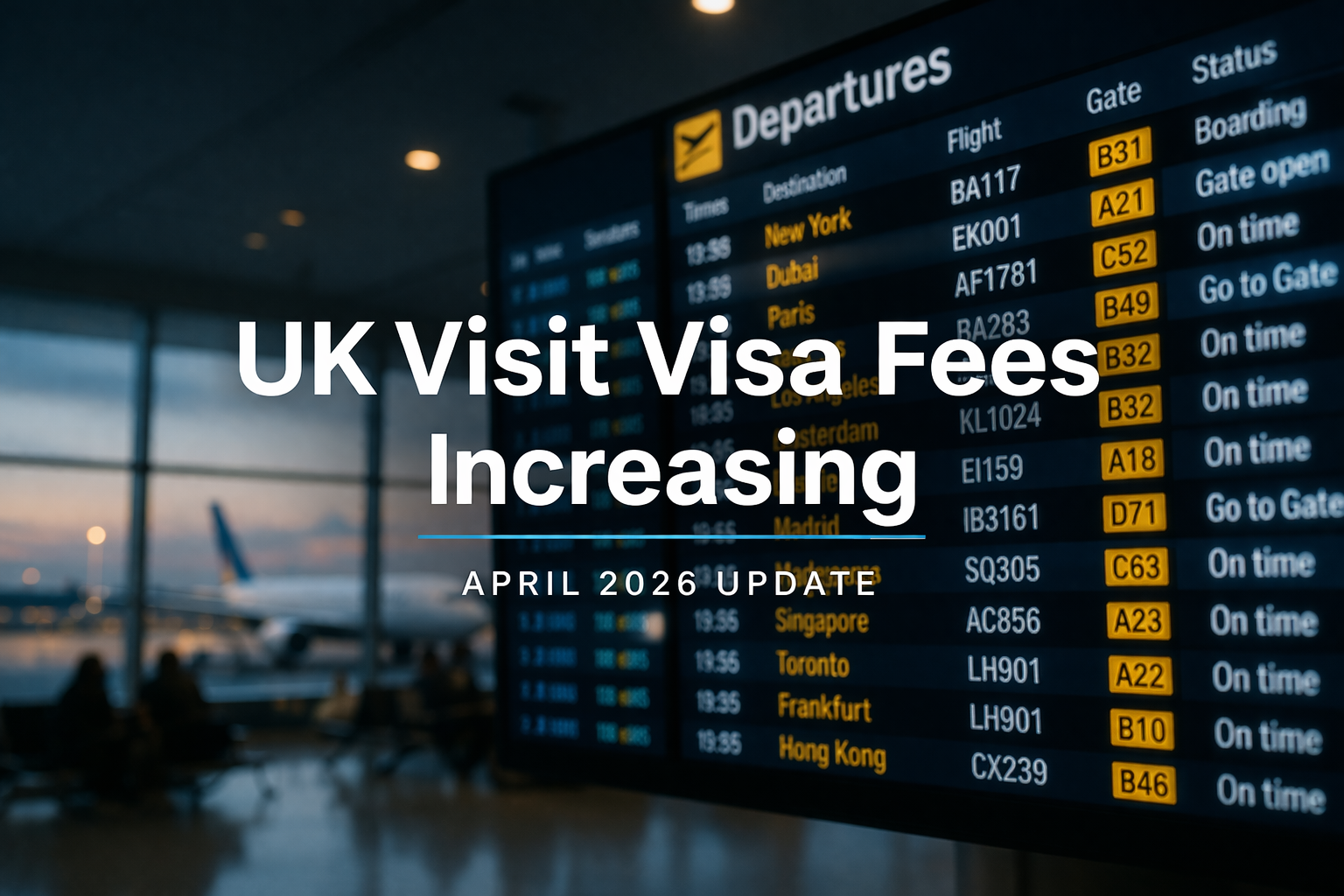 UK Visit Visa Fees Increasing from April 2026