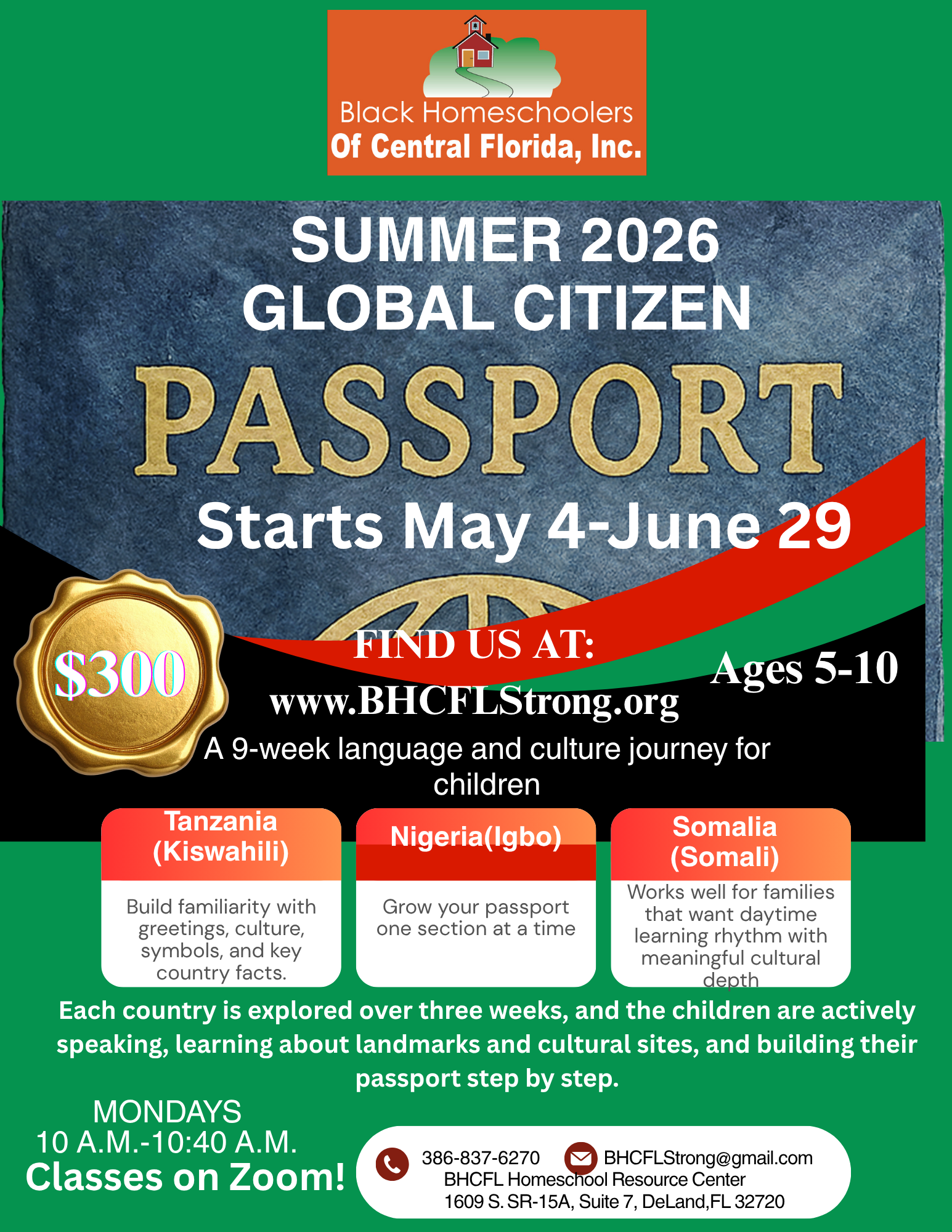Summer Global Citizen Passport- Learn Kiswahili, Igbo, and Somali