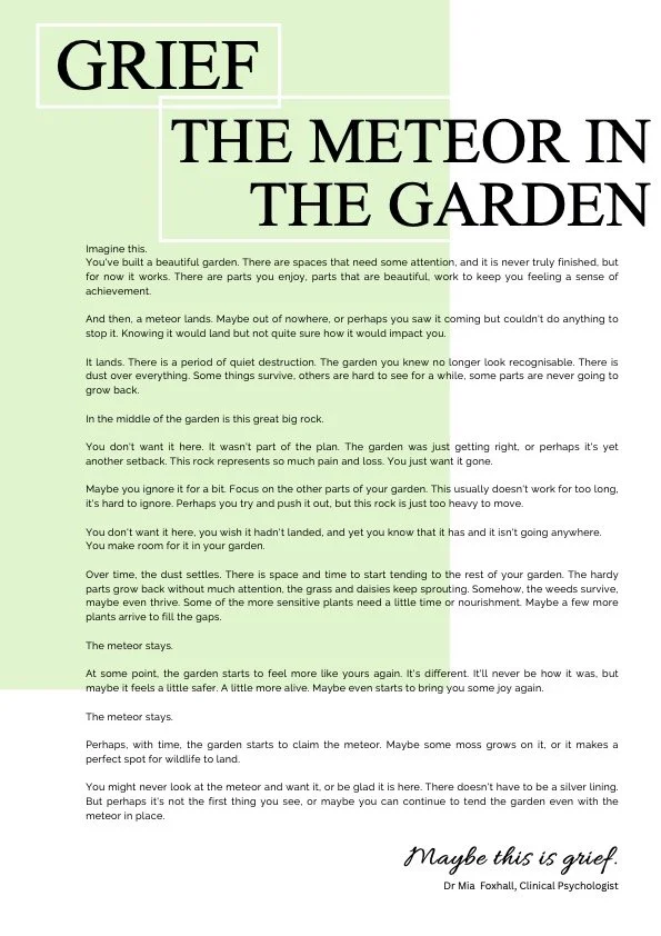 Coping with grief, a metaphor from a psychologist's perspective