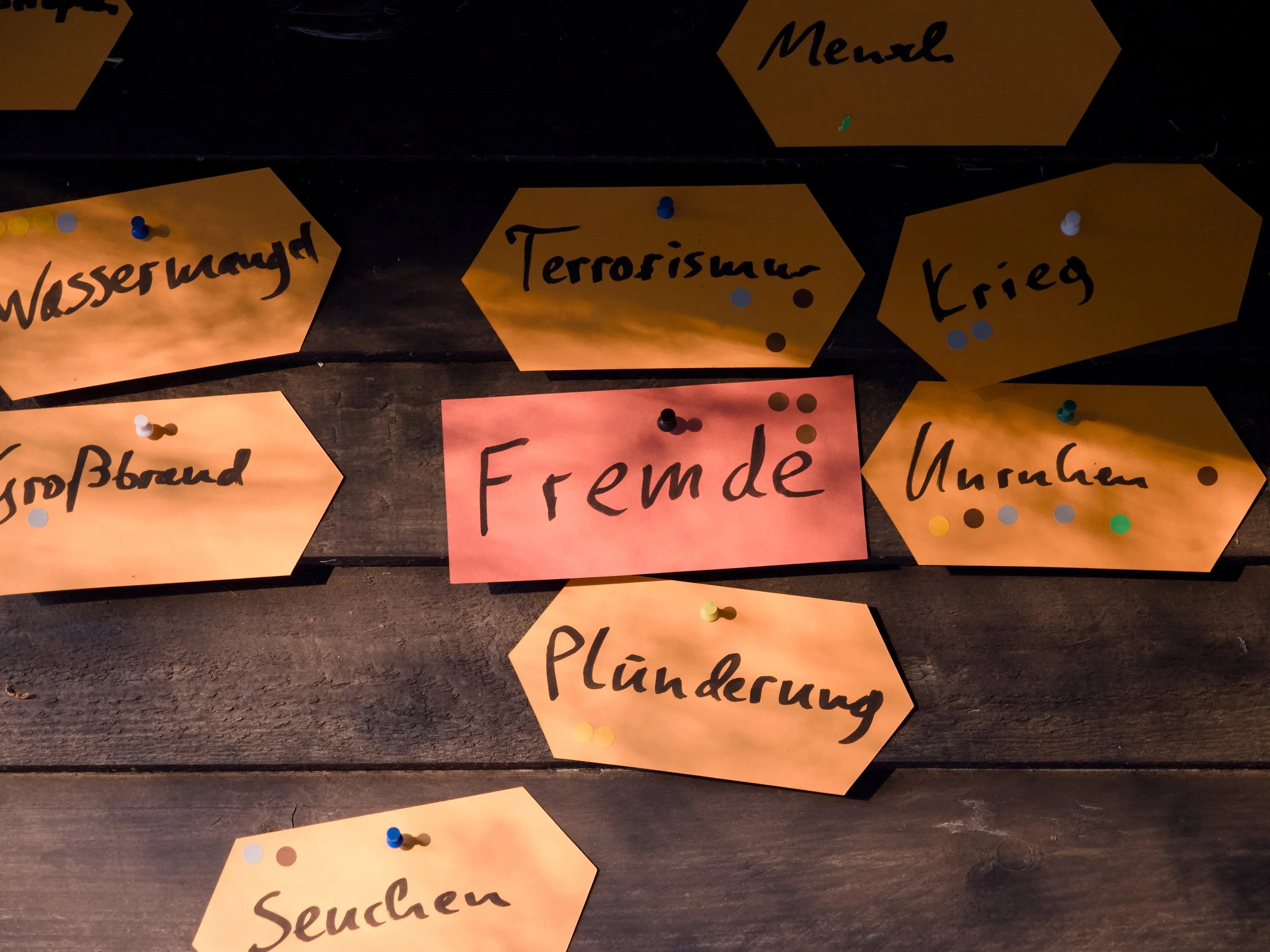 Moderationskarten bei der Vorbereitung einer Lehreinheit im Bereich Travel Safety