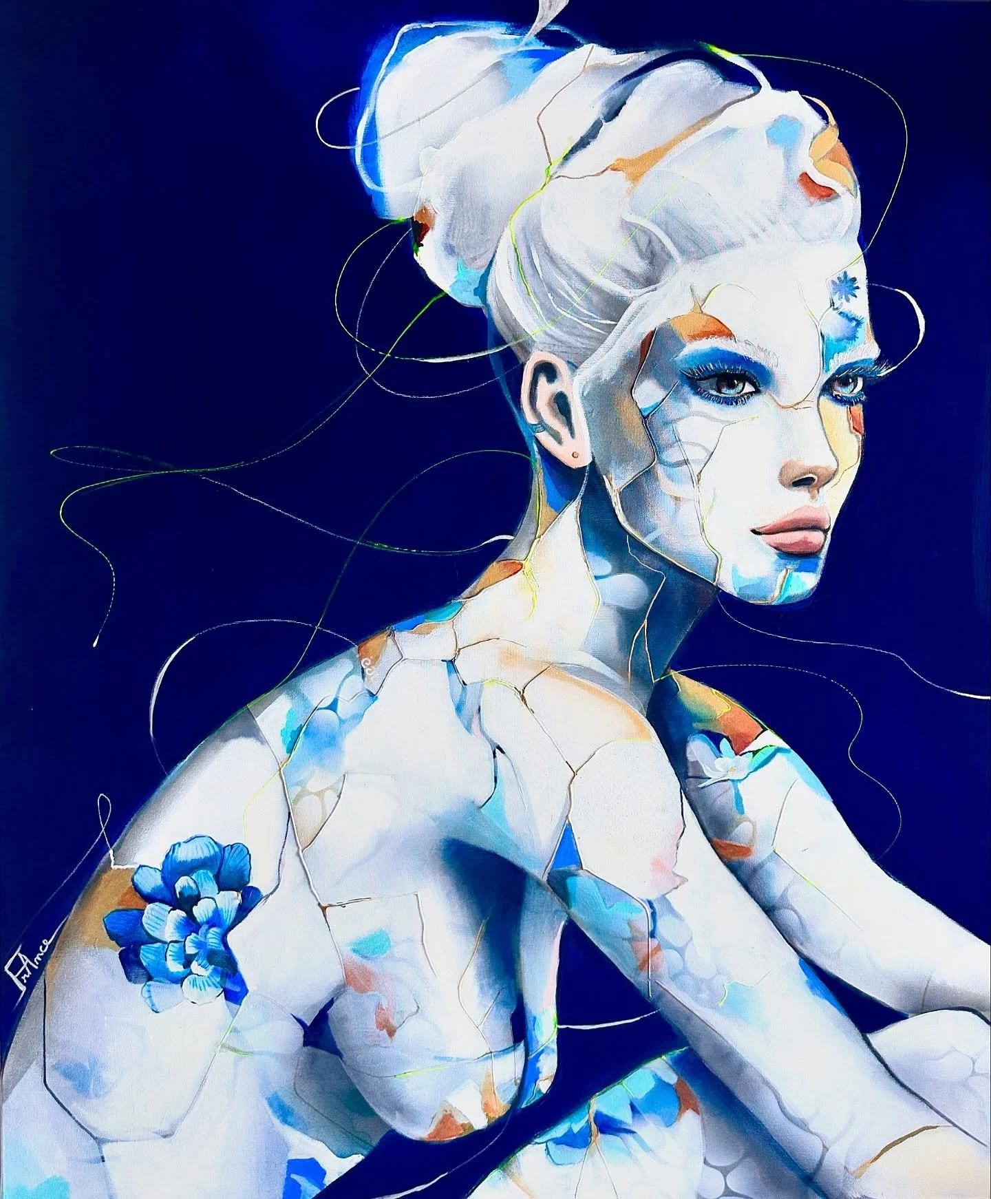 Garence
Je me suis inspiree de l&rsquo;Art du Kintsugi qui est de r&eacute;parer quelque chose de casser en soulignant les cicatrices de poudre d&rsquo;or&hellip;.
Mon personnage est comme cette ile o&ugrave; je vis et qui vient d&rsquo;&ecirc;tre fr