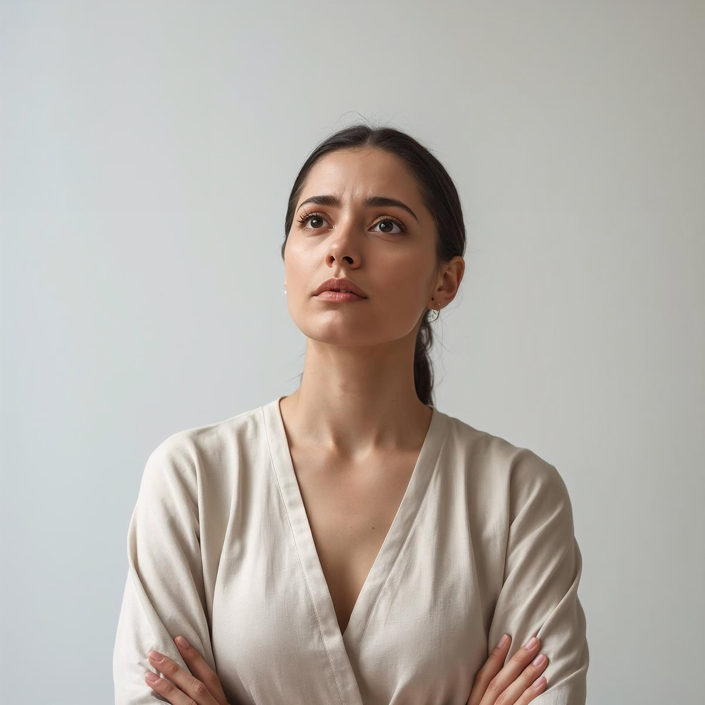 woman never moving forward, always second-guessing