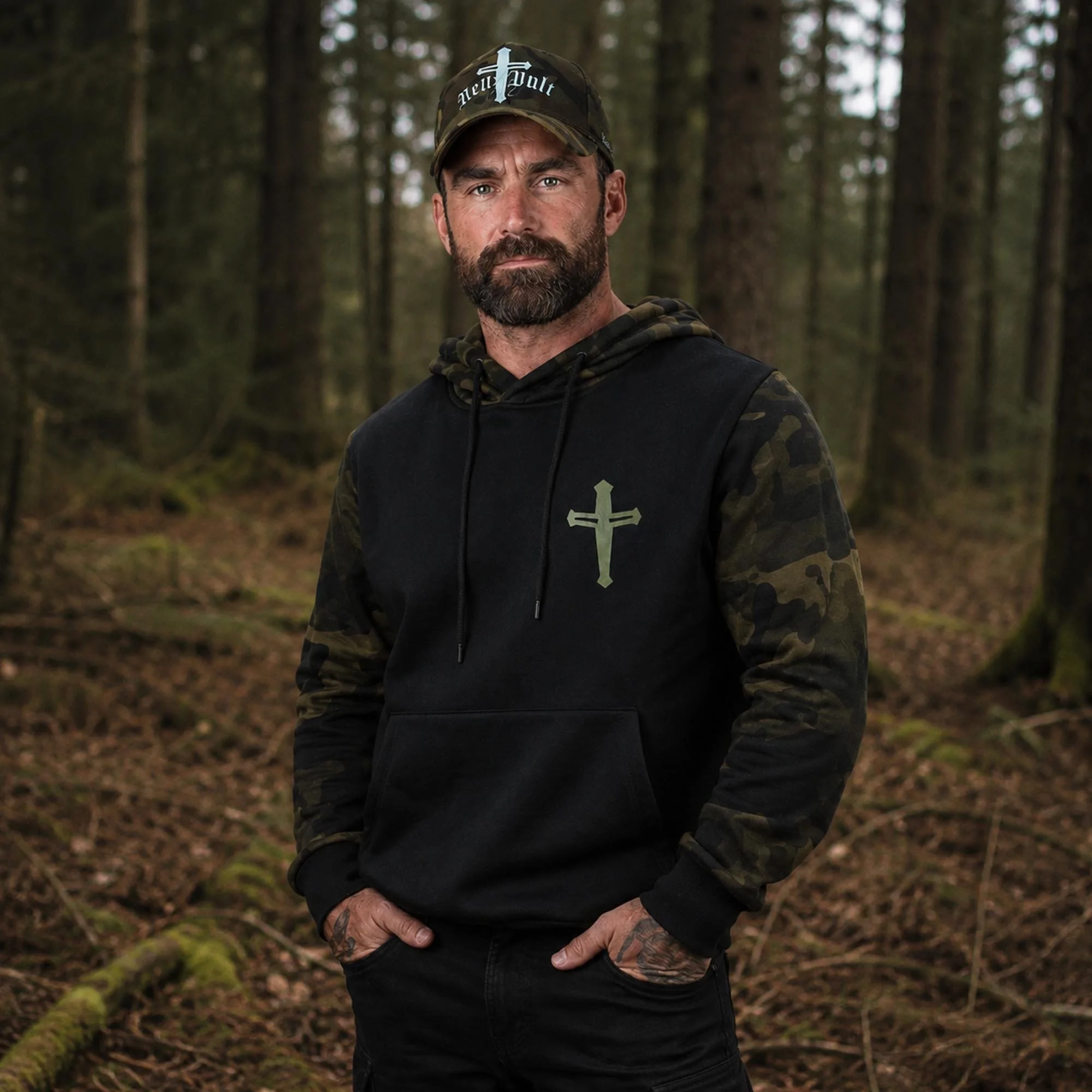 Hoodie | The Order | Camouflage | Casual Fit | Black & Green