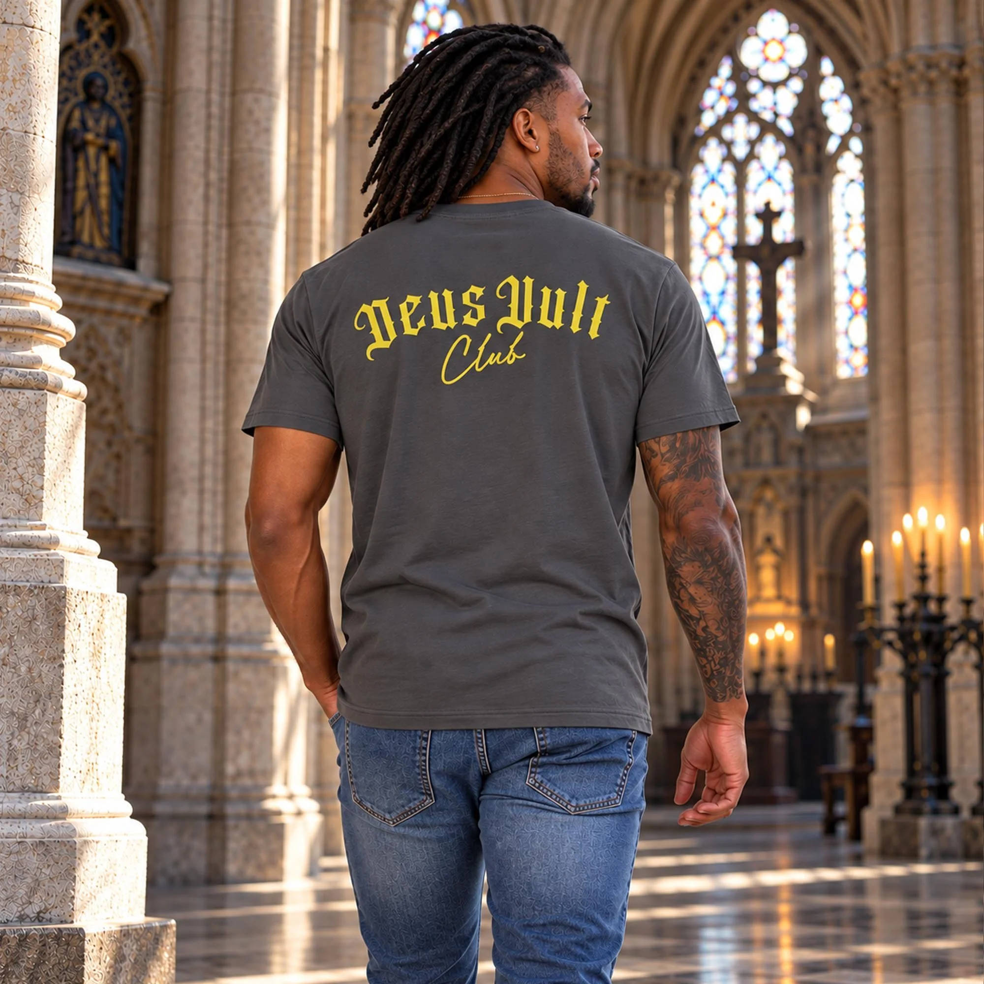 Deus Vult Club | Armour | Courage | T-Shirt | Casual Fit | Luxury Cotton | Grey