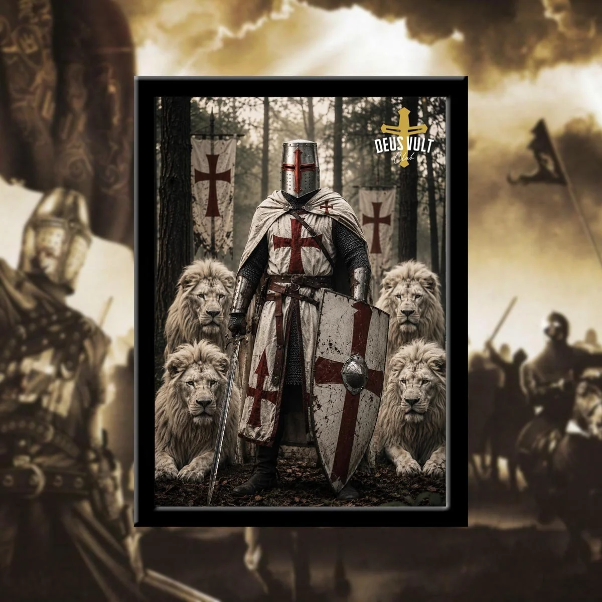Knights Templar | White Lion Knight | Framed Art Print