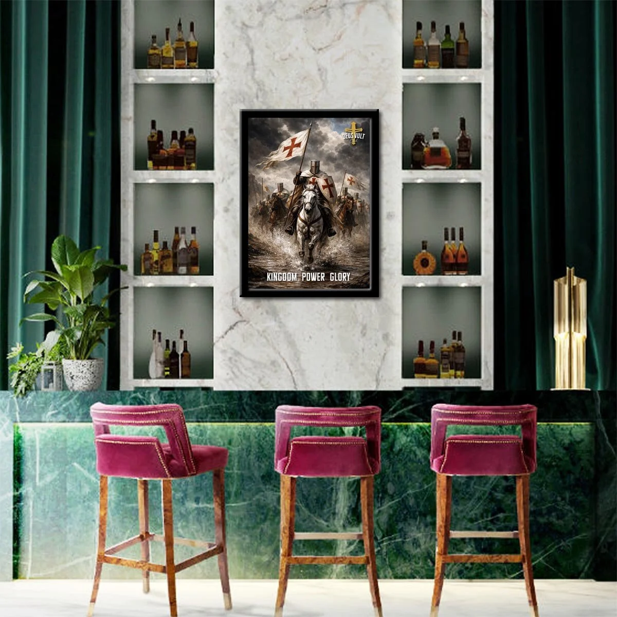 Kingdom Power Glory | Knights Templar Crusader | Framed Print