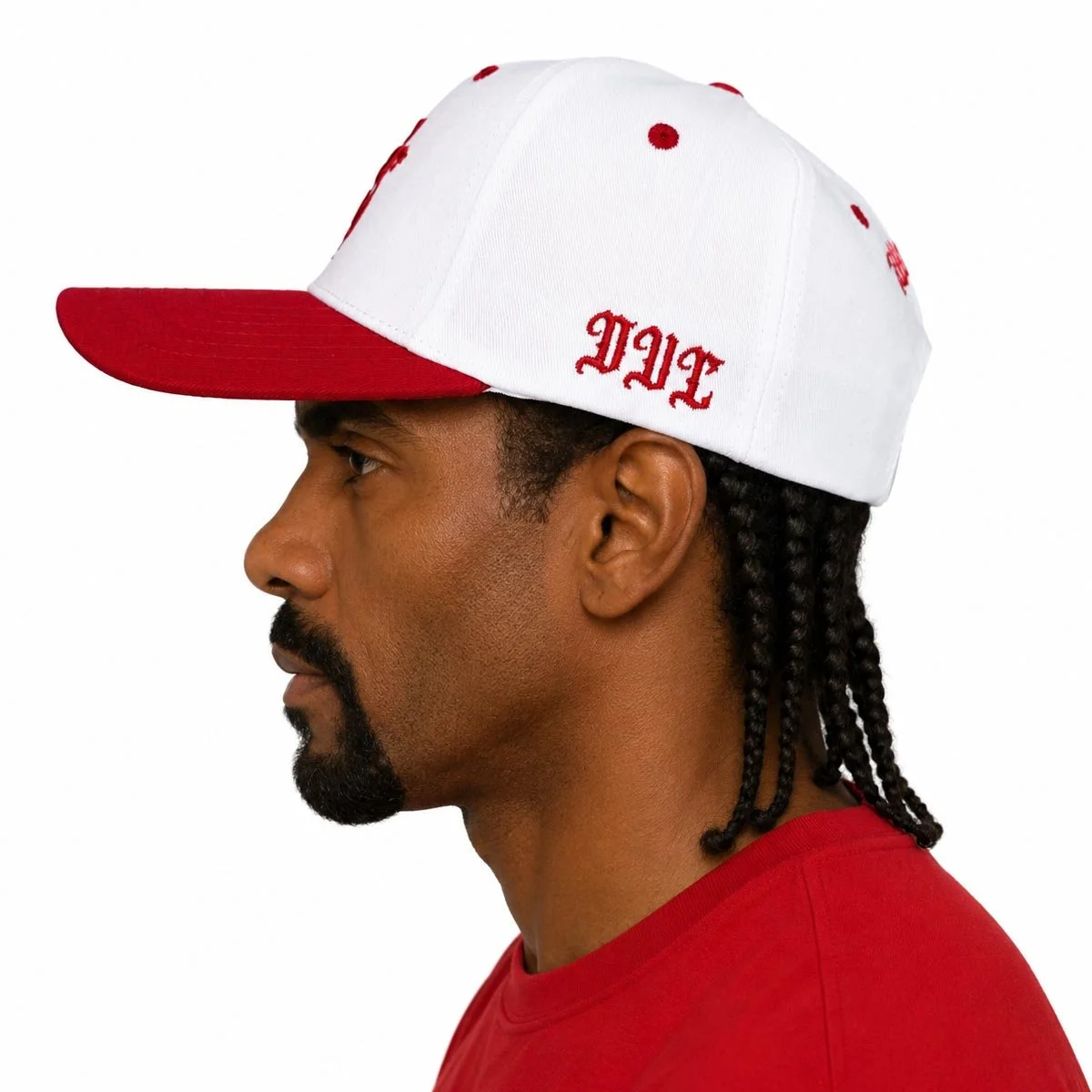 Snapback Cap | St George | 5 Panel | White & Red | Classic