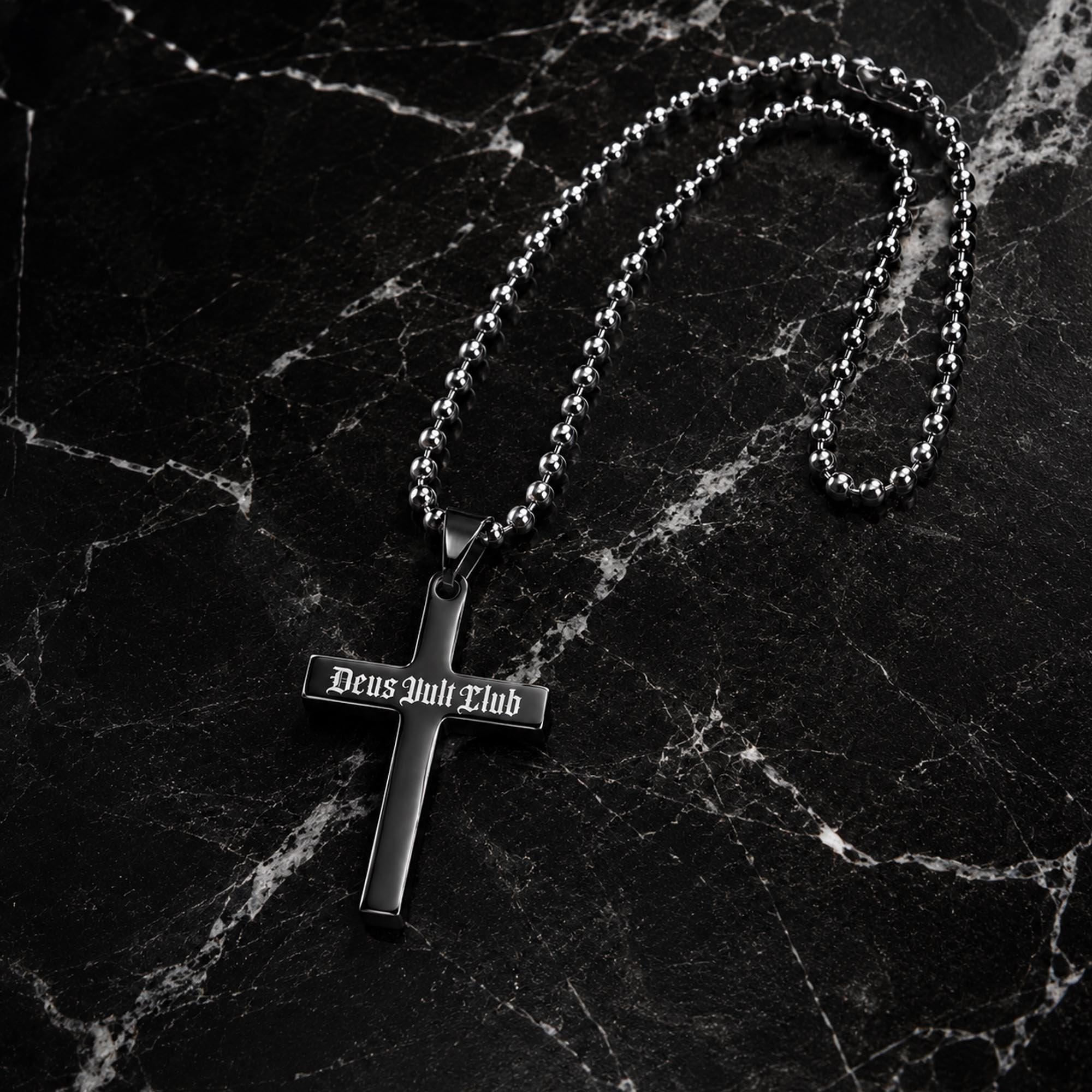 Deus Vult Club Cross & Necklace Rope Chain Silver