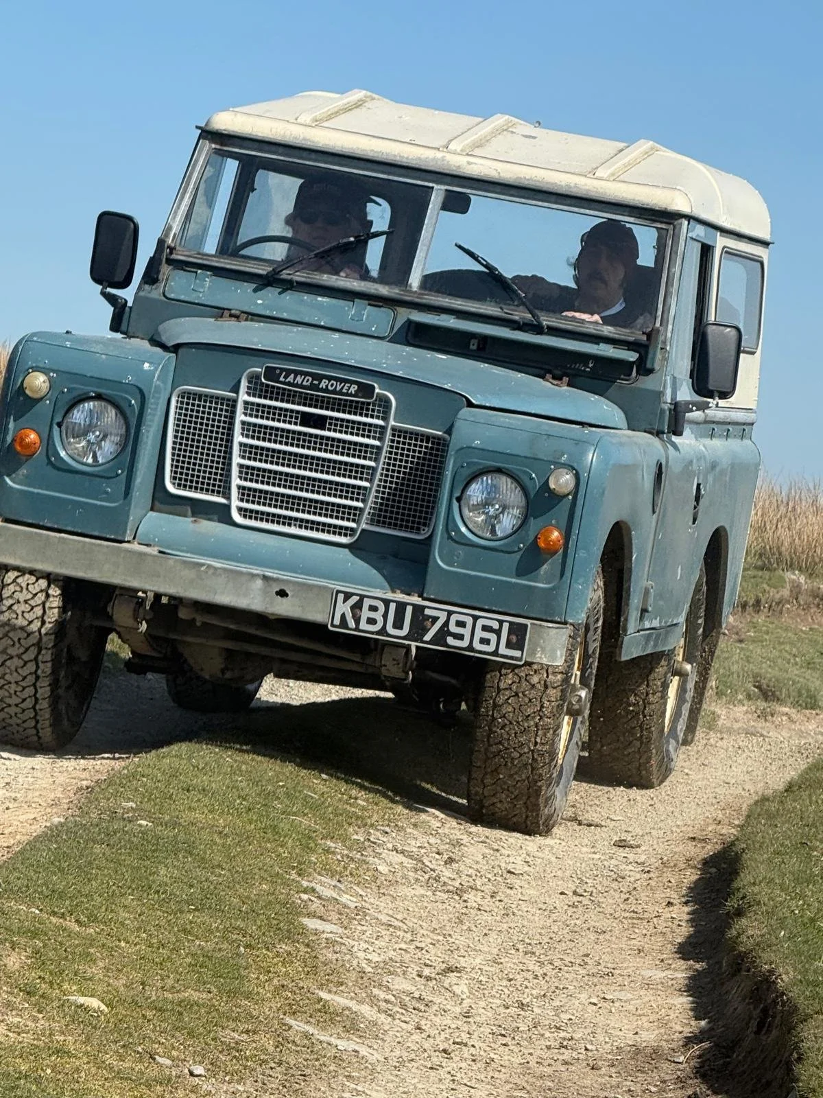  close up of a classic land rover 