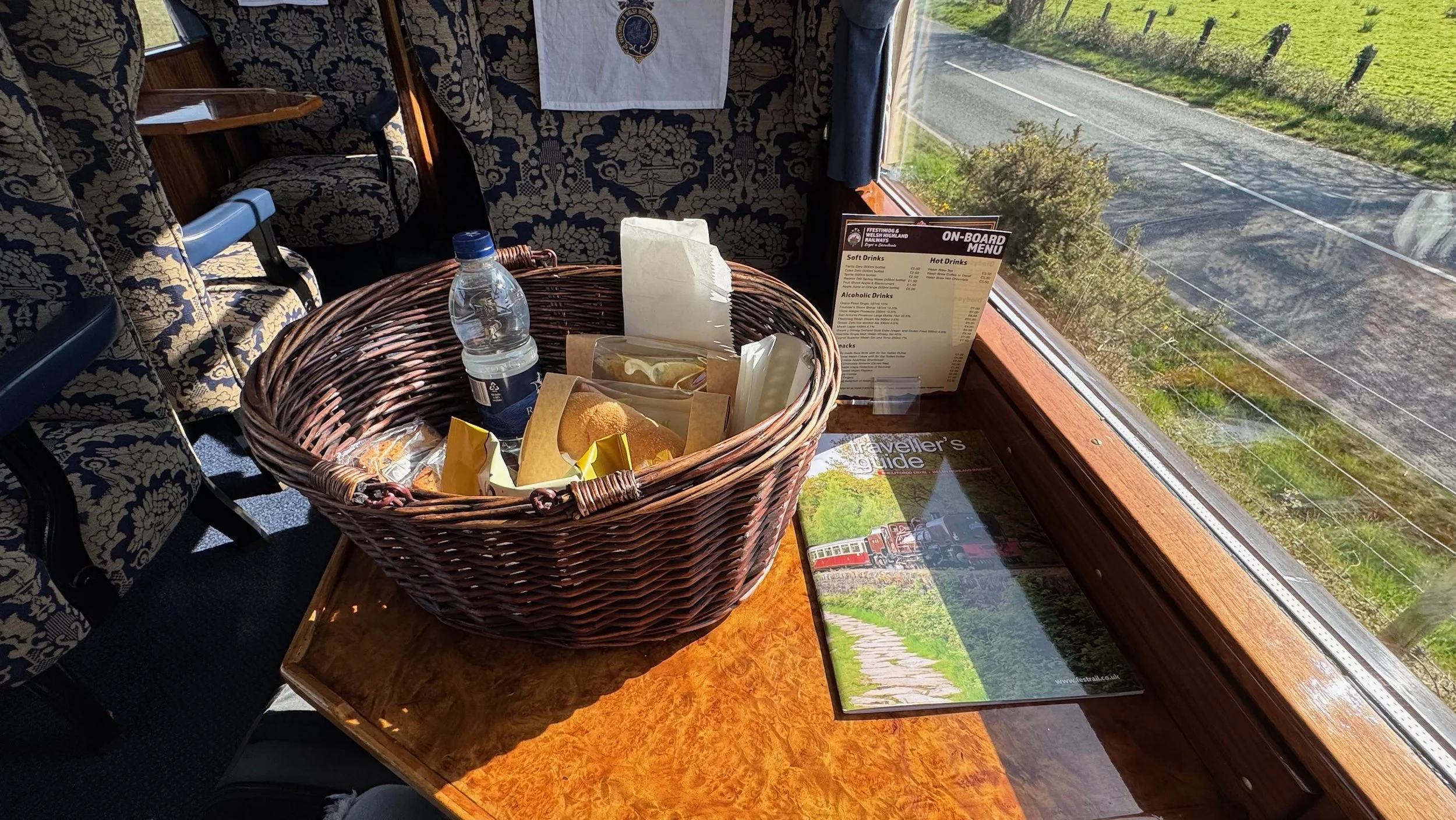Picnic hamper on the Welsh Highland Railway first class journey  Avoid rubbish like: