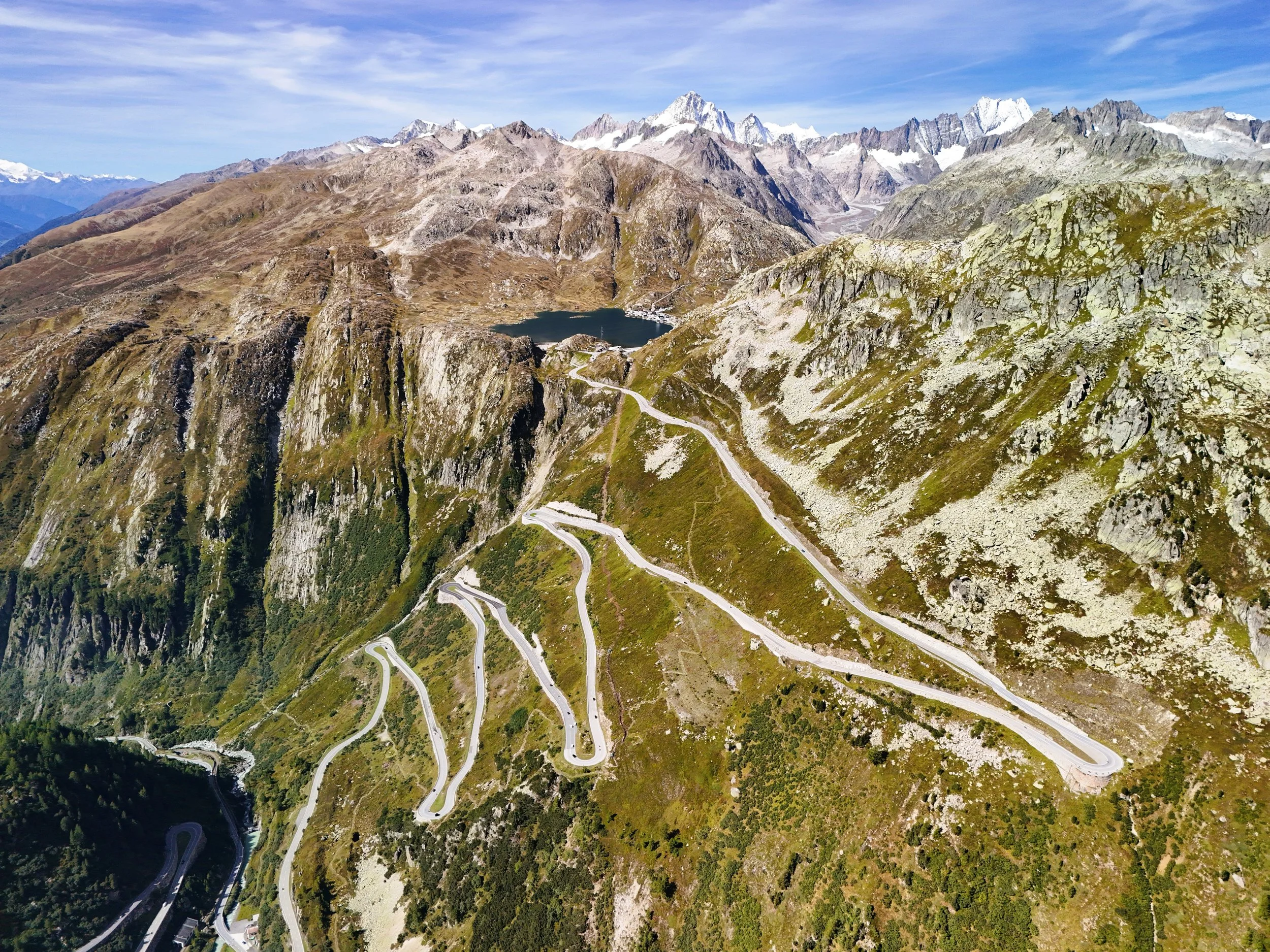 Grimsel Mountain Pass winding road