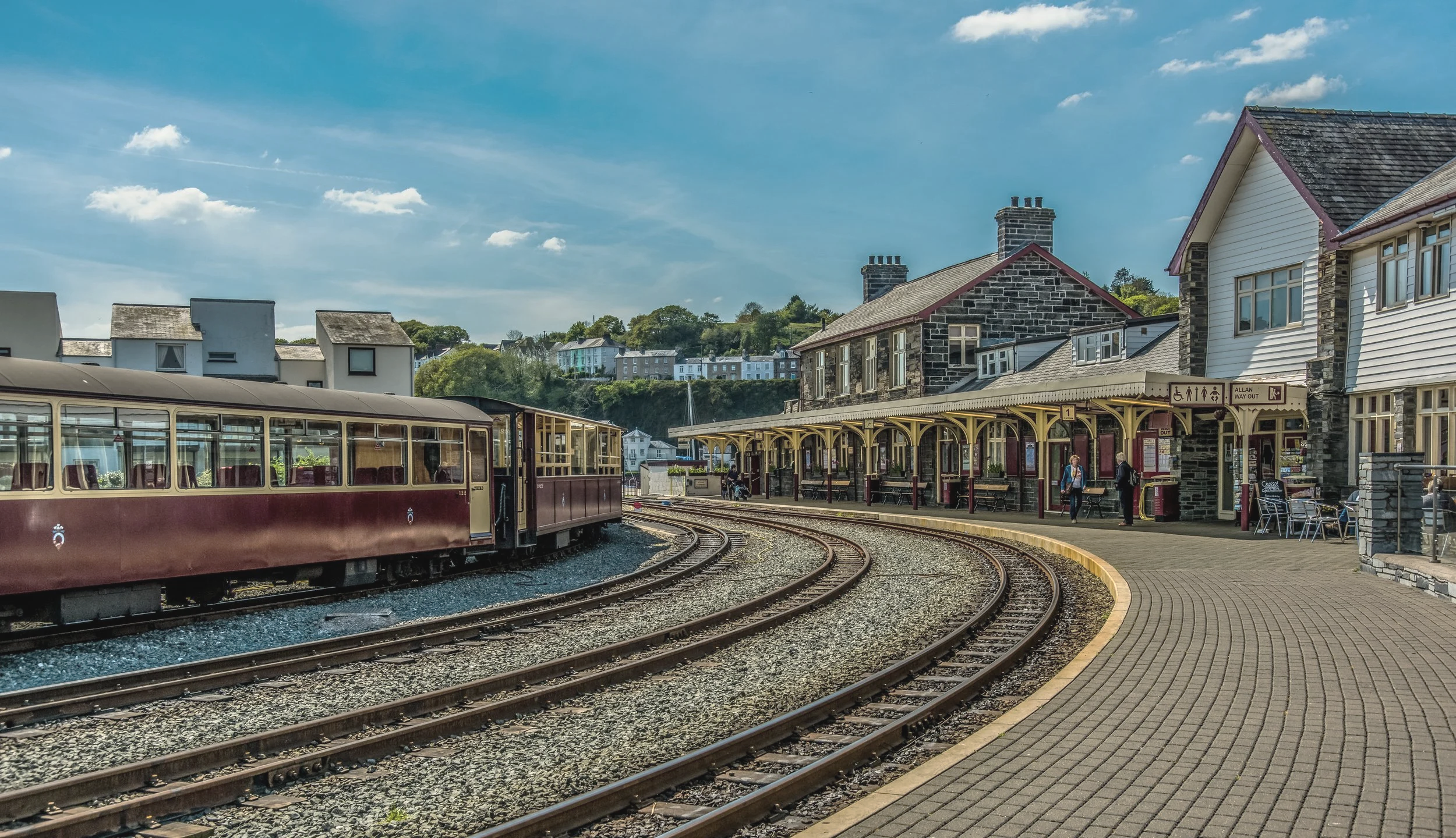 Welsh Highland Railway steam train at Porthmadog Harbour Station