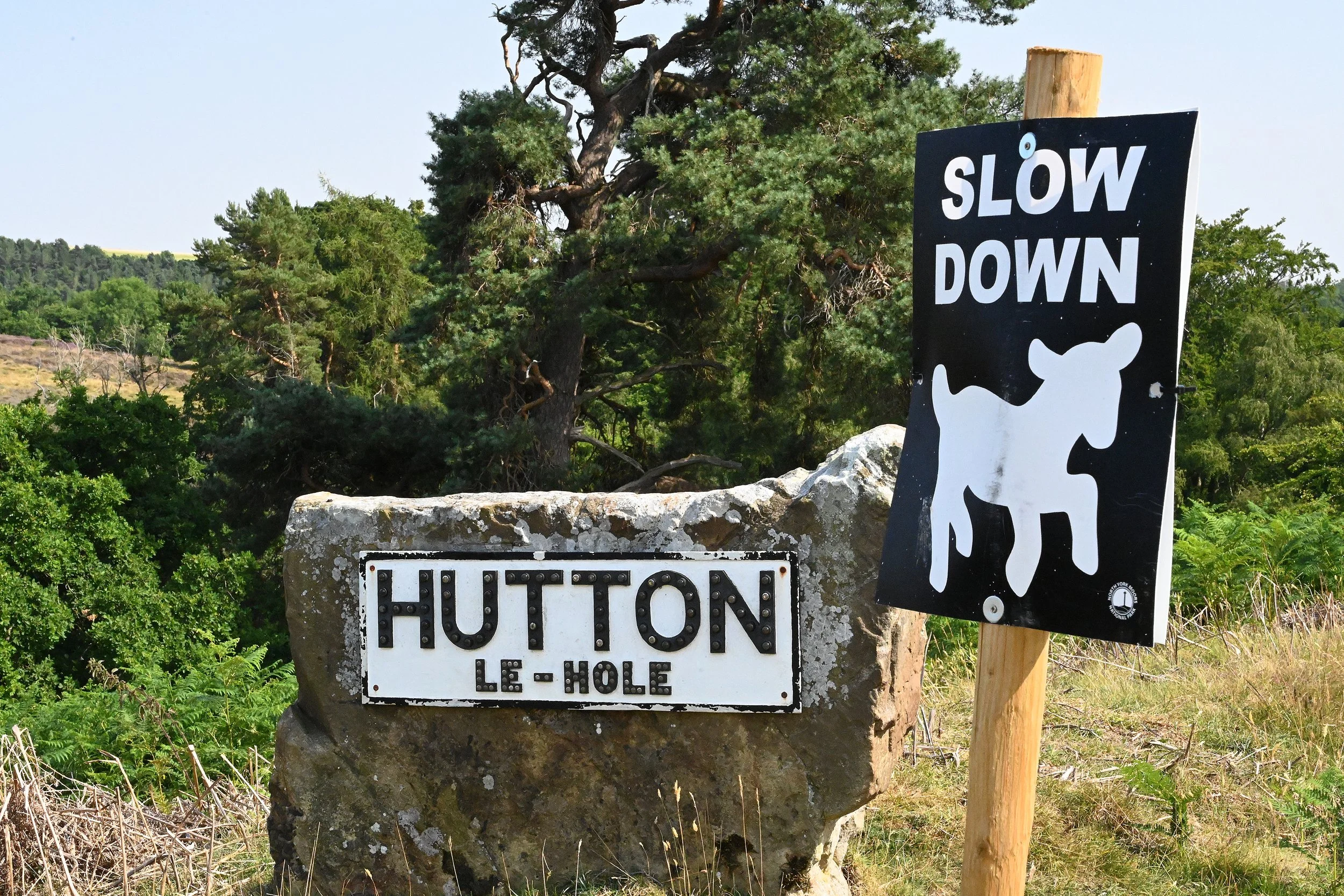 Hutton Le Hole road sign made from stone