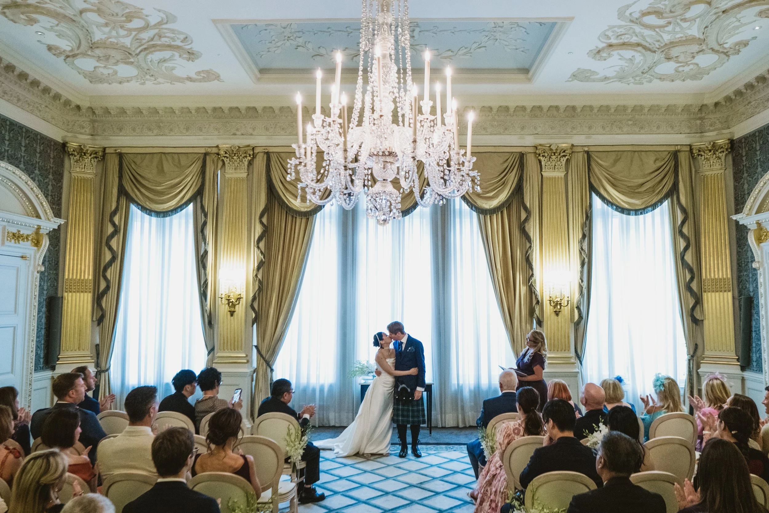 Couple getting married at Claridge's by Celebrant Rachel Bellon