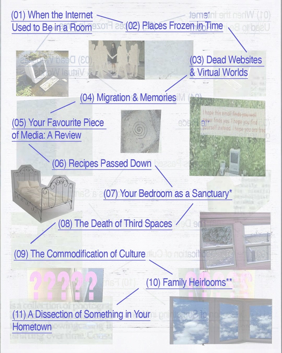 calling all writers, journalists, thought daughters, substack veterans, free spirits &hellip; here&rsquo;s 11 writing prompts to stimulate you to submit to ISSUE002🫧🫧

thank you to all u beautiful people who have sent us something &hellip; we are l