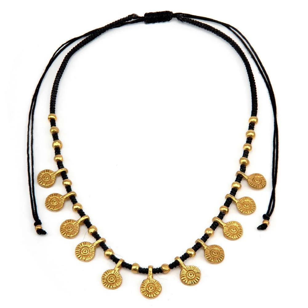 VESTOPAZZO - COLLANA REGOLABILE MACRAME' MONETE