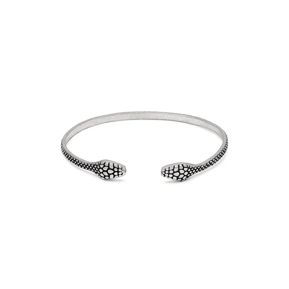 VESTOPAZZO - BR. BANGLE APERTO TEXTURE SERPENTE SILVER PLATED