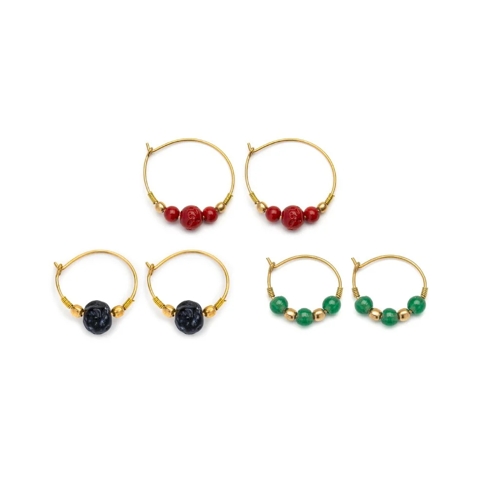 VESTOPAZZO - 3 PAIA ORECCHINI CERCHI MULTICOLOR