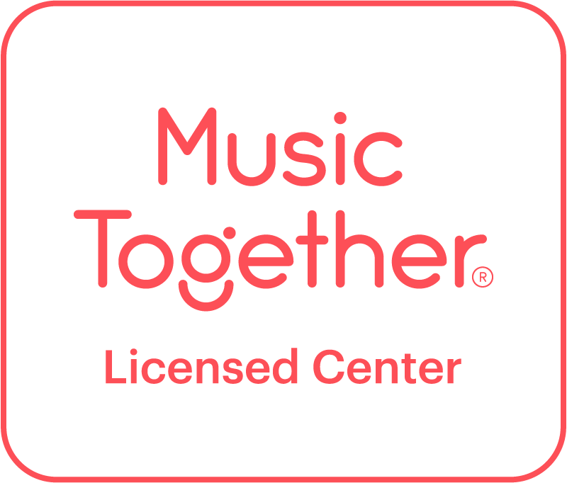 Music Together Licensed Center logo with red text on a white background and a rounded red border.