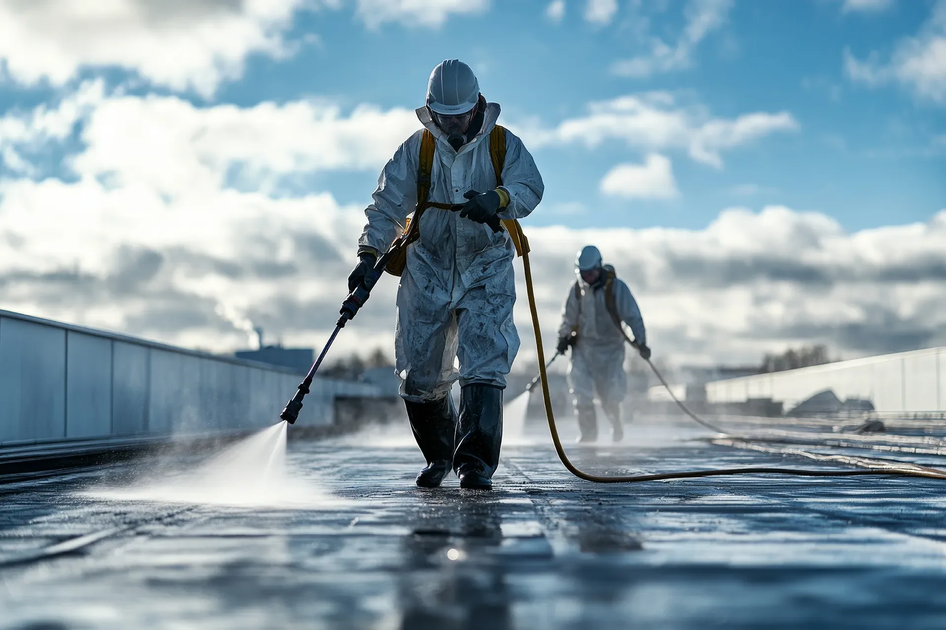 Commercial Roofing Power Wash