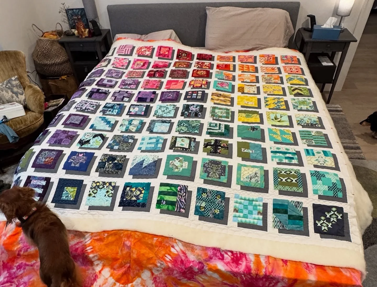 Quick trip to storage this weekend turned up this beauty. It&rsquo;s like half quilted. Apparently I was planning to win ribbons, because it&rsquo;s got a double batting. IYKYK. 

Now, I no longer have a Longarm, or the desire to win ribbons. I consu