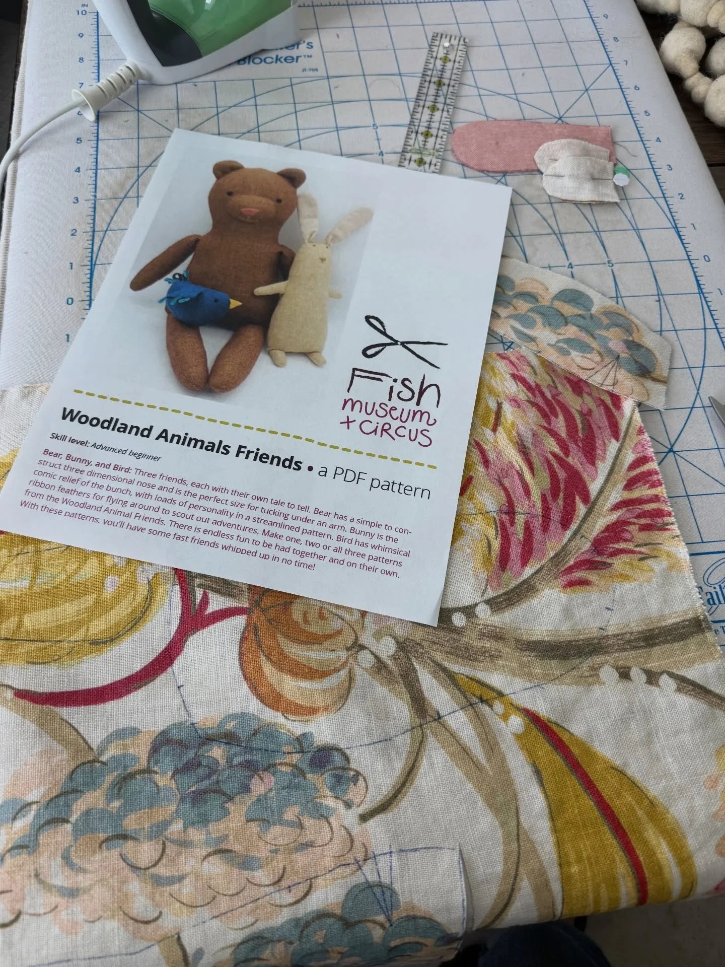 My latest obsession- Woodland Animal Friends by @fishmuseum . I started with this bunny, and chose to use one of my home dec linen samples. 

She&rsquo;s wearing a strawberry necklace, pattern by @woodlark . I think hers was maybe a tiny pincushion? 