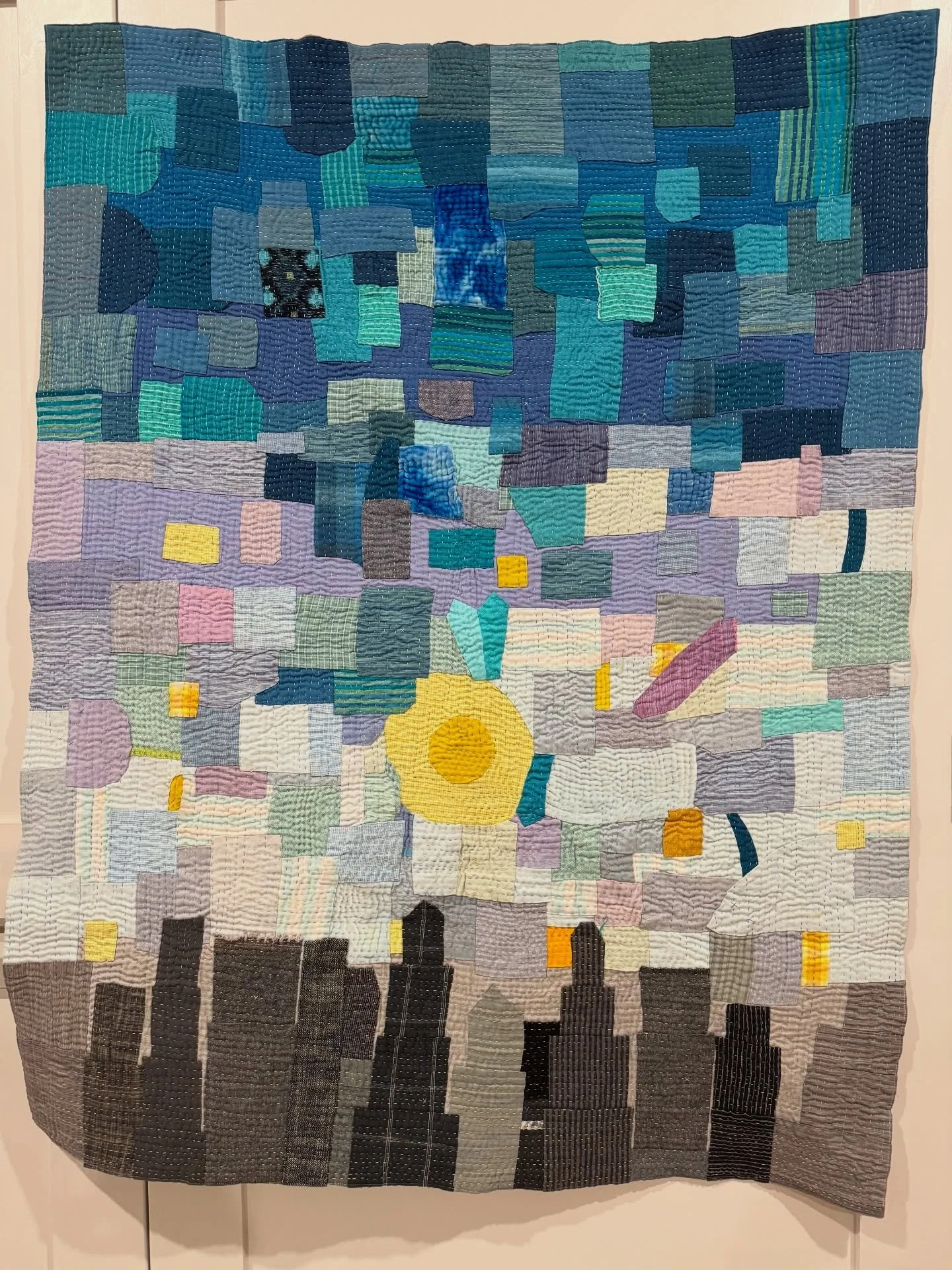 Will you be at QuiltCon? I will! Daybreak is hanging, but I brought my favorite rainbow piece to show off in person. Say Hi if you see me. If the Overtone Gods are cooperating, my hair will be purple. If not, it&rsquo;s brown and blue. 

If we &ldquo