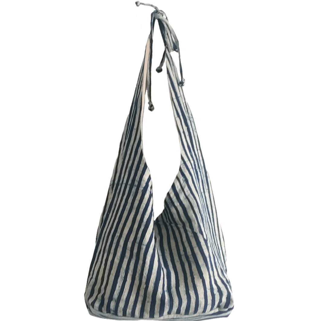 Striped single-shoulder bag
