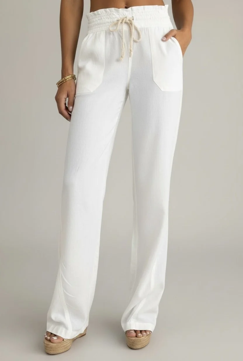 C.1P White Linen Pants - The Positano