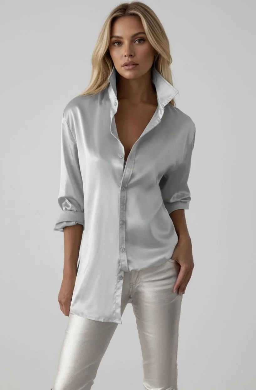 4 Martini Silver long Sleeve Dress Shirt - The Milano