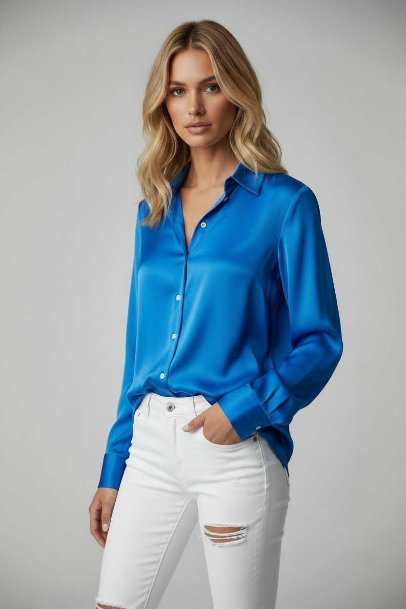 Mediterranean Blue Long Sleeve Shirt - The Santorini