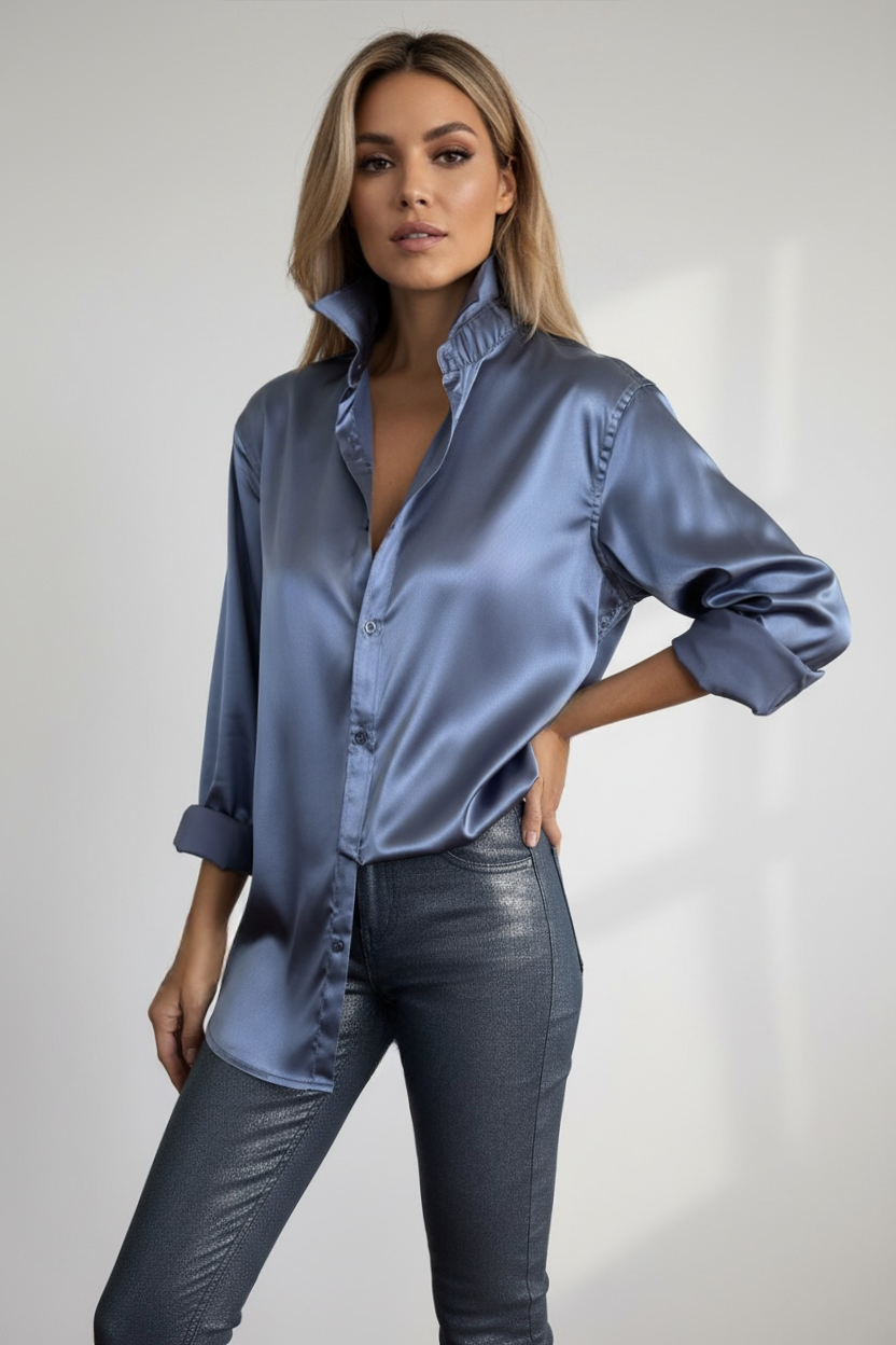 Ice Blue Long Sleeve Dress Shirt - The Milan