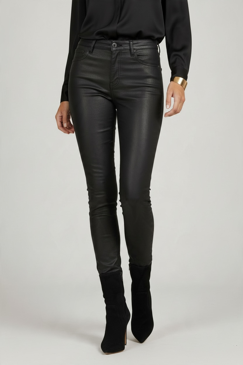86 Black Vegan Leather Jean Pants - The Bond Street
