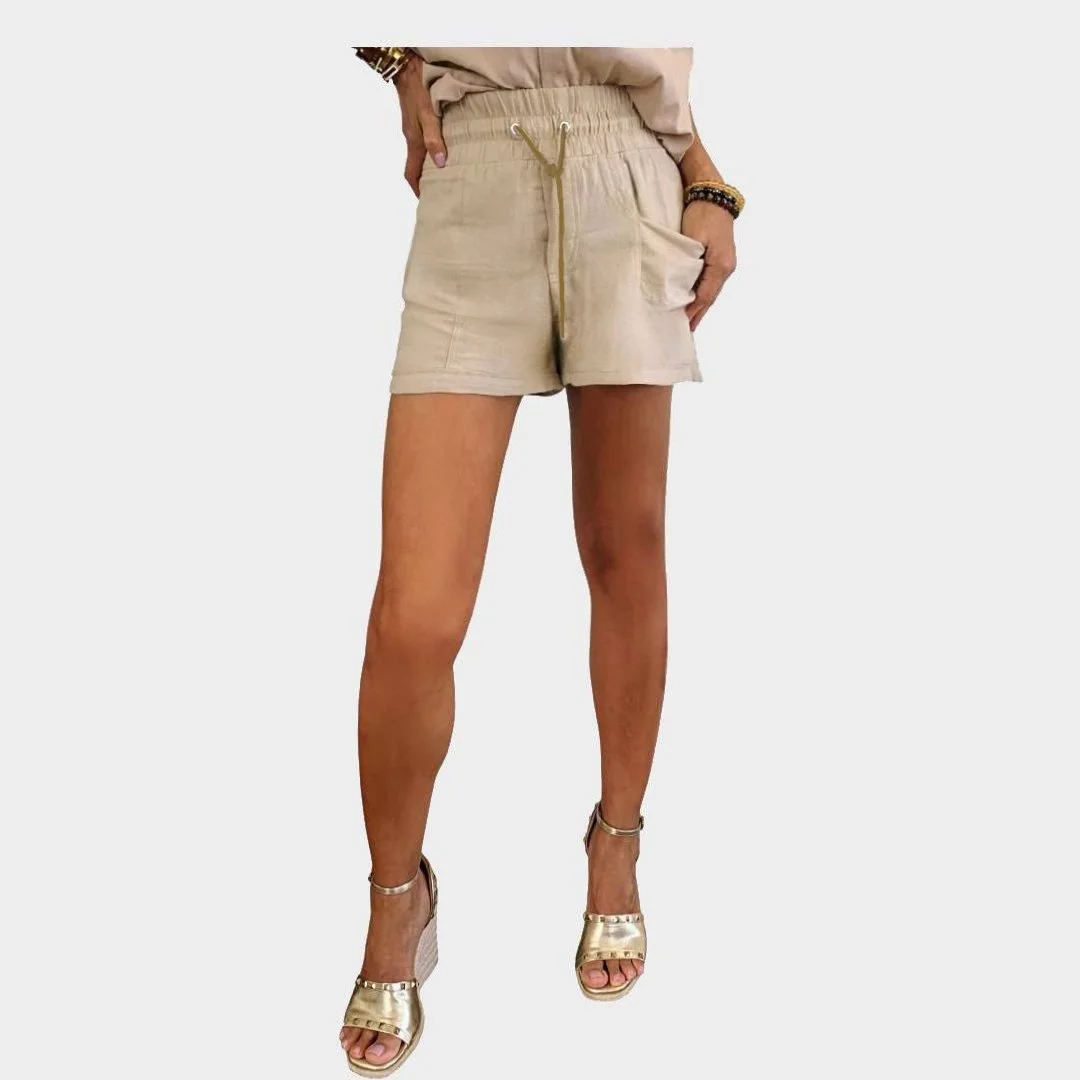 Desert Sand Taupe Linen Shorts - The St. Barts