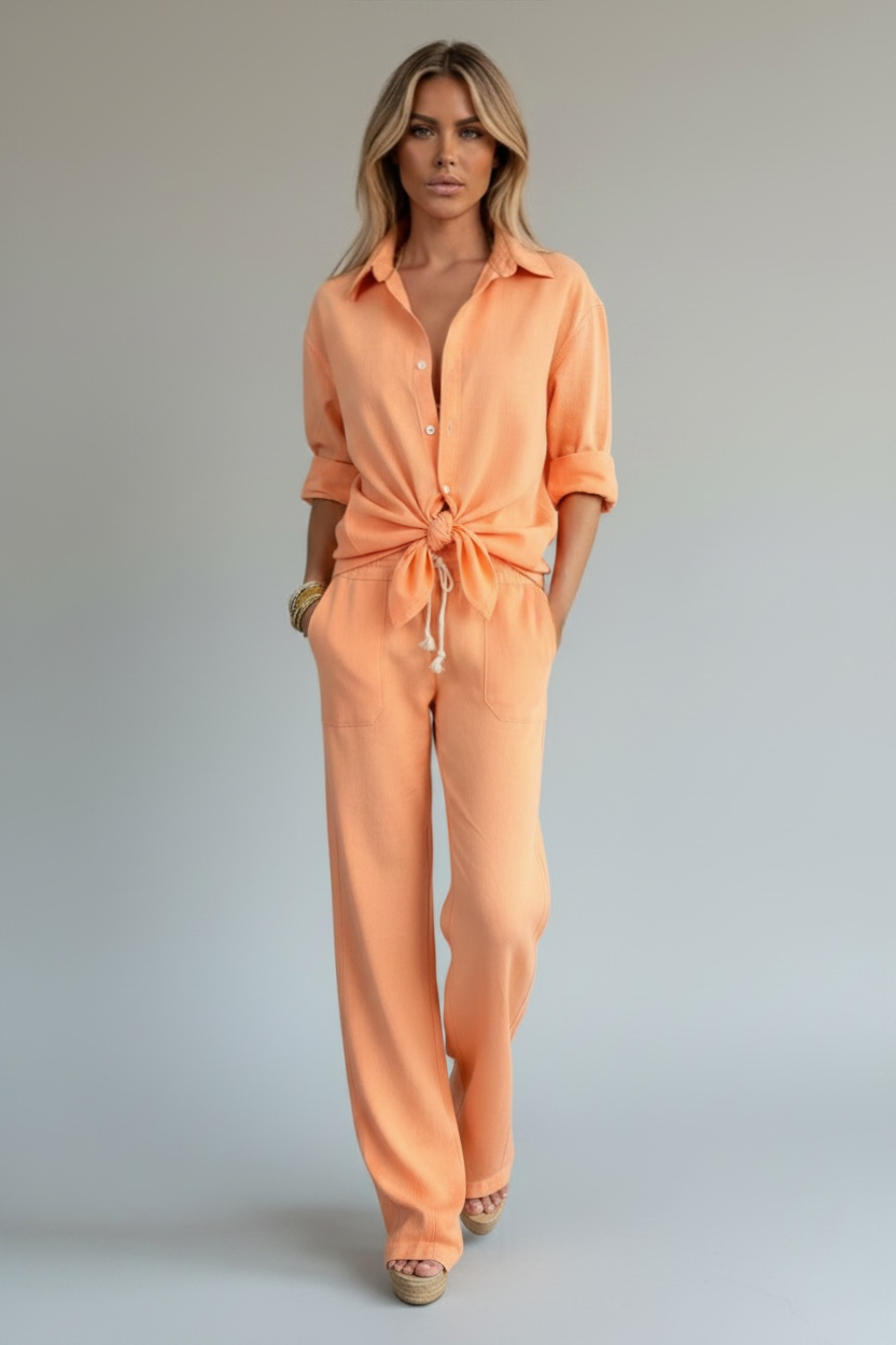 Sunlit Apricot linen shirt - The St. Barts