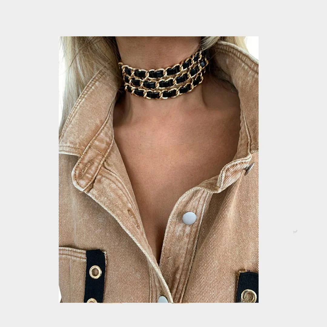 Black & Gold Multi Layer Link Choker - The Park Avenue
