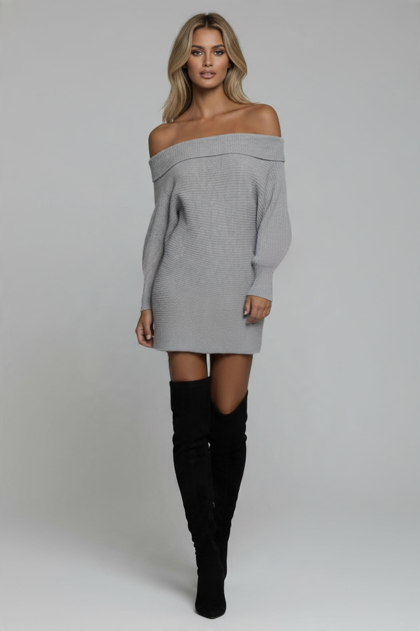 91 Silver Gray Knit Dress - The Madison Avenue
