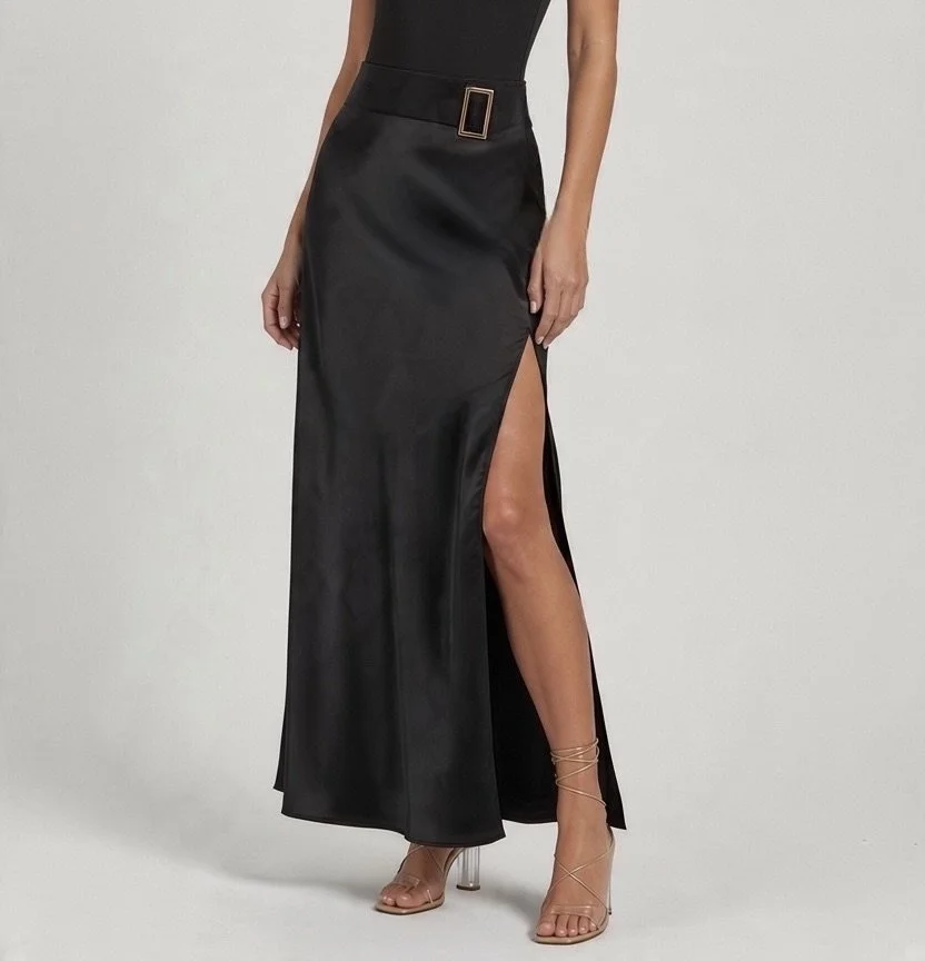 11. Tuxedo Black tie Long High Slit Skirt - The Milano Si