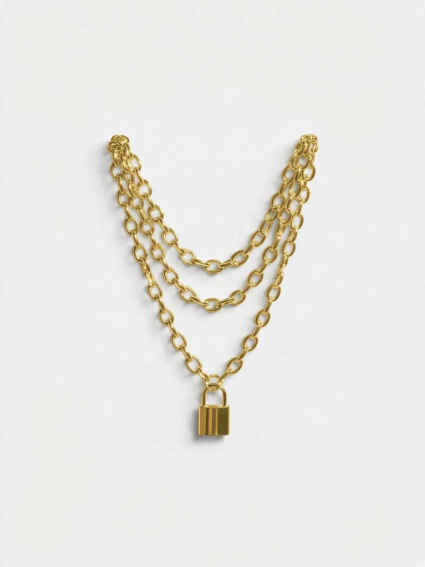 The Love Lock Luck Gold Chain Layered Necklace - The Paris